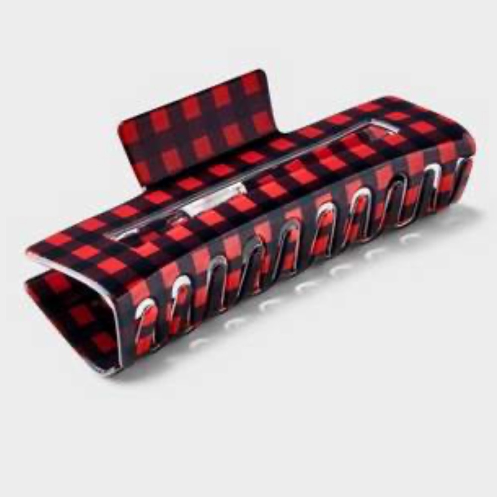 Plaid claw hair clip